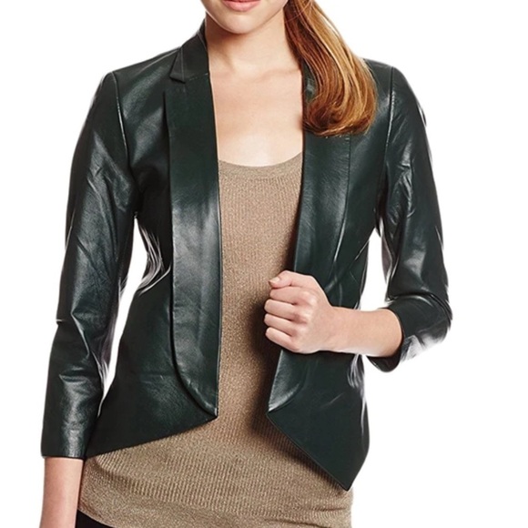 REBECCA MINKOFF Noble Green Ace Leather Jacket - Picture 2 of 12